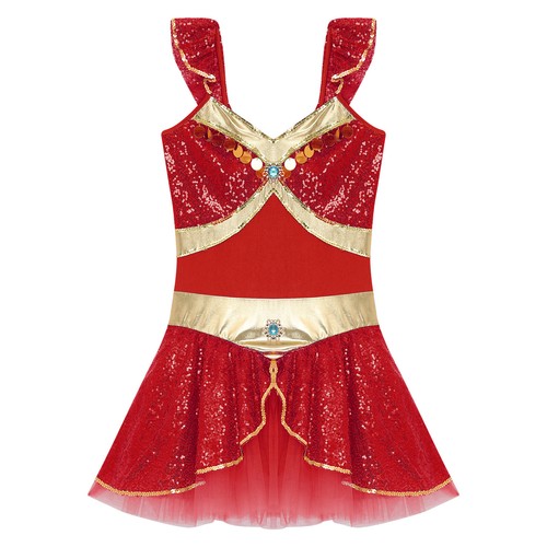 Damen Arabische Kostüm Prinzessin Kleid Metallisch Uniform Strasssteinen Rock - Bild 21 von 42