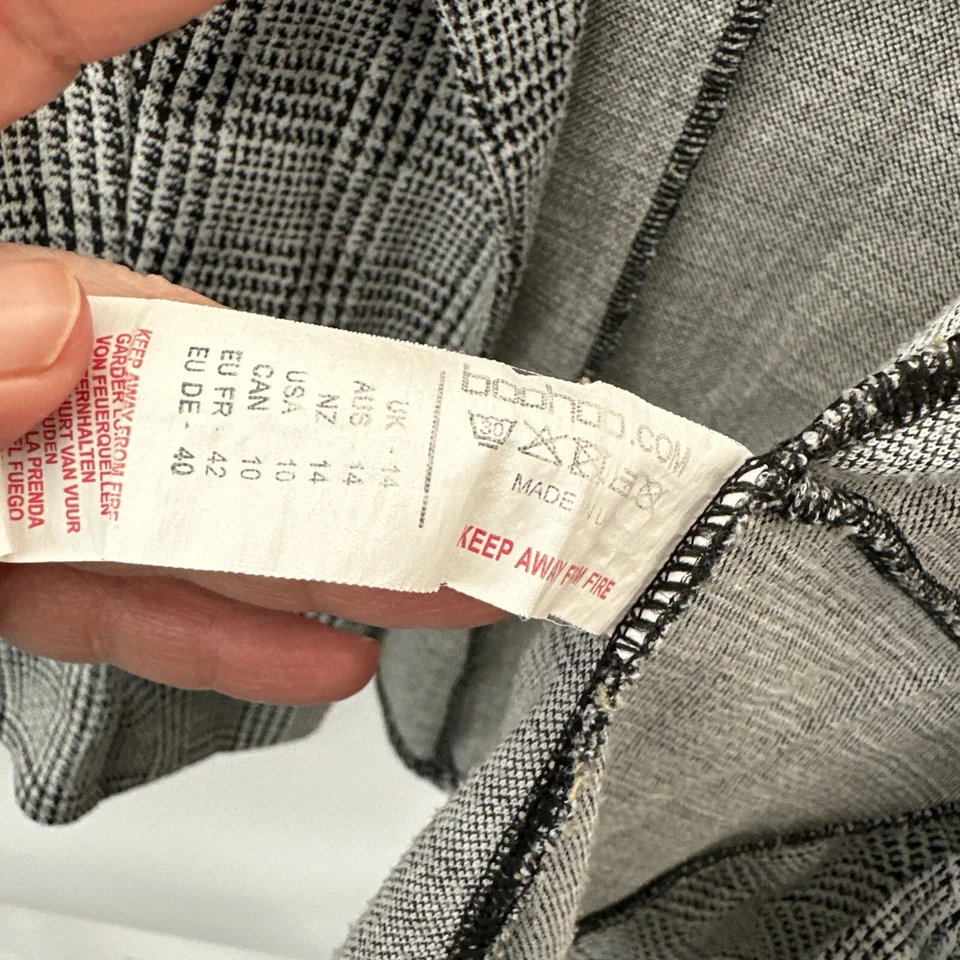 Blazer abierto a cuadros gris BooHoo para mujer, talla 14 del Reino Unido, manga acanalada Foto 3 de 4