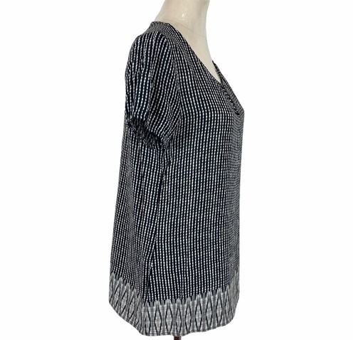 Esprit Womens Size 12 Black/White Striped Short Sleeve Blouse - Picture 2 of 5