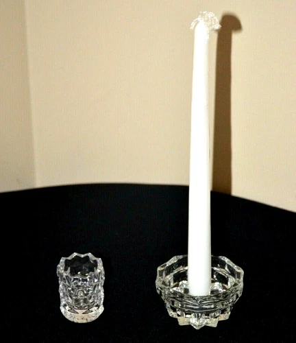LOT 2 Fostoria American Cube Toothpick Holder & Taper Candle Holder EXCELLENT