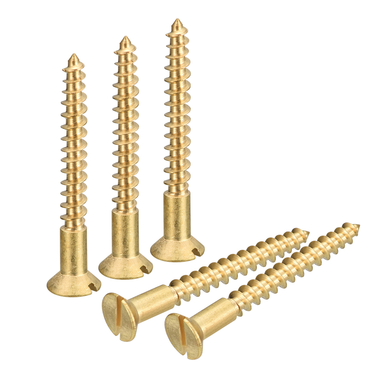 25Pcs M4 x 35mm Brass Slotted Drive Flat Head Wood Screws Self Tapping Screw