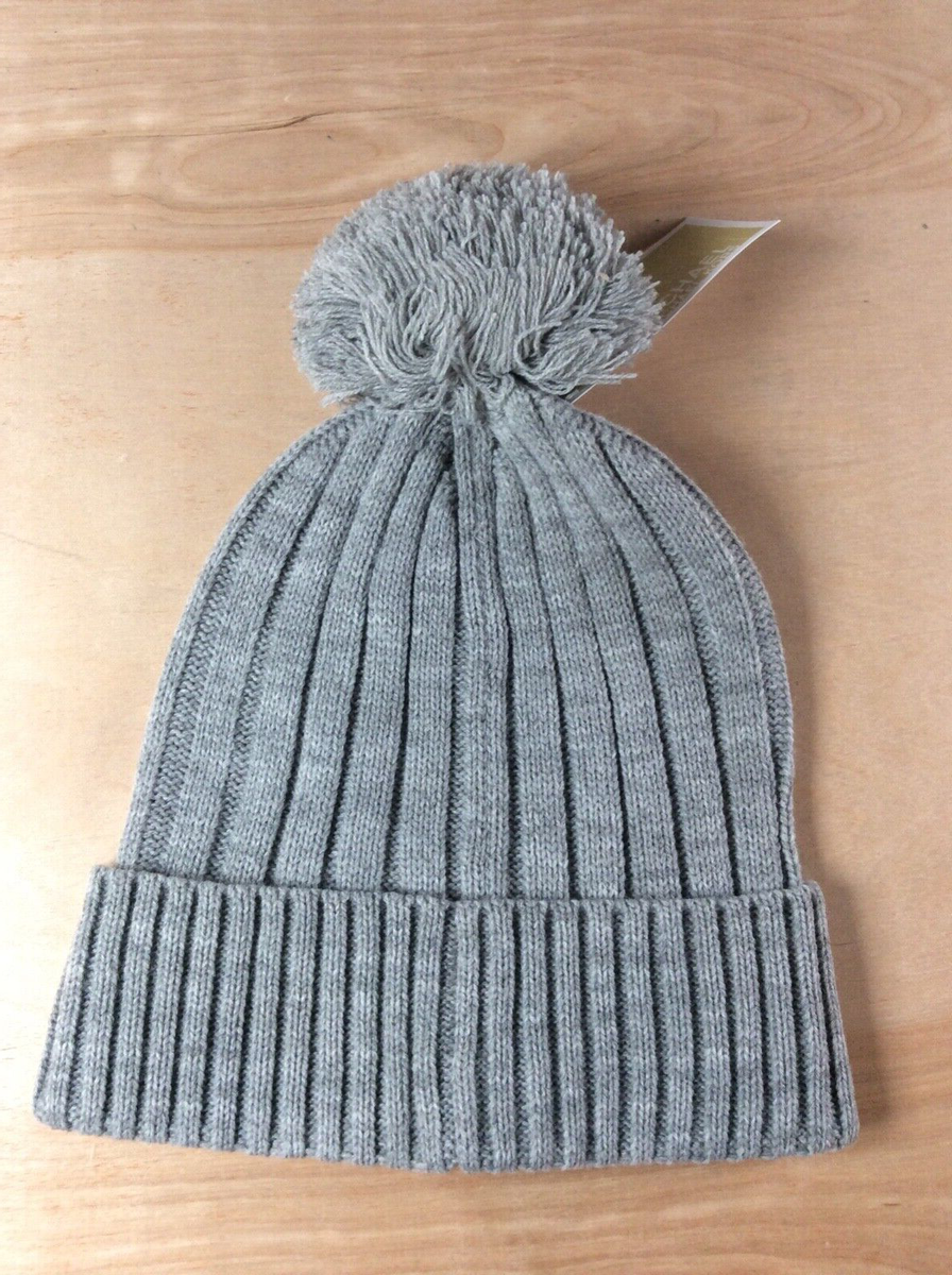 NWT Michael Michael Kors Gray Knit Beanie Pom Pom MK OS Hat  display picture 1