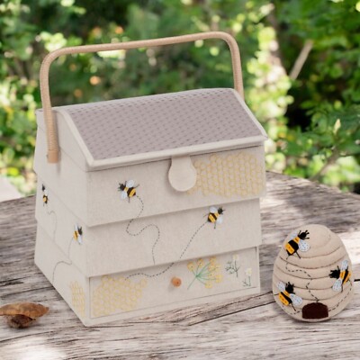GROSSER BIENENSTOCK NÄHKORB BOX & PASSENDES NADELKISSEN fabelhaftes Design
