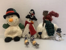 Christmas Snowman Group Of 4 Different Sizes,Styles And Material See Pics!