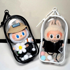 Colorful Transparent Protector Case Organizer Box for 17cm Labubu Plush Dolls