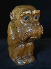 SEATED MONKEY #2 Antique Wooden Nutcracker- Hand Carved, Signed, Charming c.1910