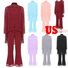 Women Wedding Guest Pant Suit 3 Piece Mother of Bride Dress Sets Evening Gown