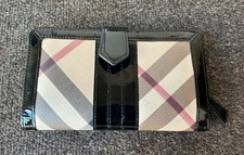 BURBERRY NOVA CHECK FLAP BIFOLD PVC  PATENT LEATHER LONG WALLET