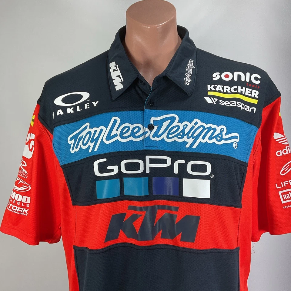 2016 Troy Lee Designs Team Pit Shirt Red Navy Blue Men’s Size XL KTM GO PRO - Image 3 of 4