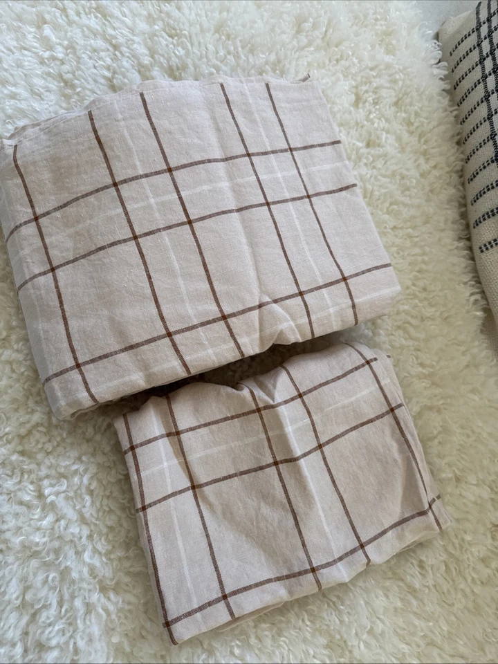 West Elm Heather Taylor Home Open Plaid European Flax Linen Duvet Twin/standard - Image 4 of 4