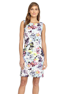 Tahari ASL Wear to Work Floral Print Scuba Sheath Dress Size 10