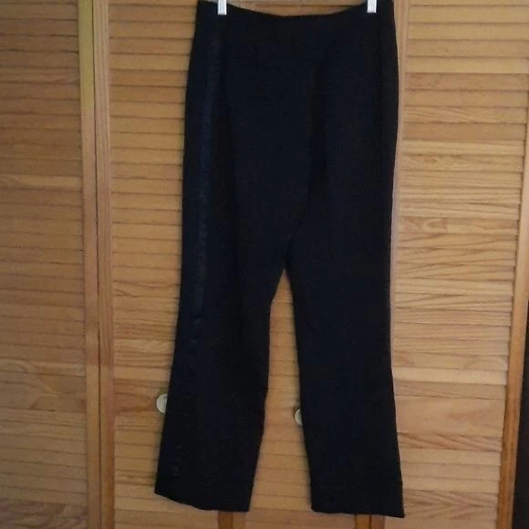 Pantalones de esmoquin Roberto Cavalli negros para mujer mezcla de lana con abertura bolsillos en la cadera IT 48 US 12 Foto 2 de 4