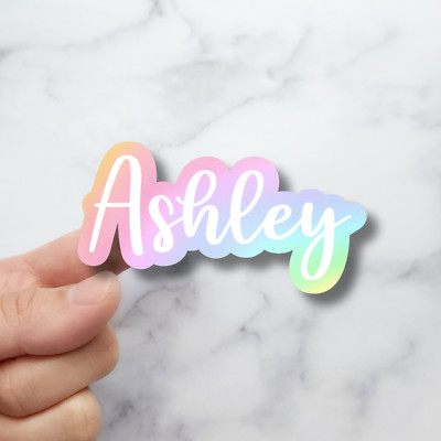 Free Shipping Cursive Custom Name Pastel Rainbow Outlined Sticker Vinyl Decal