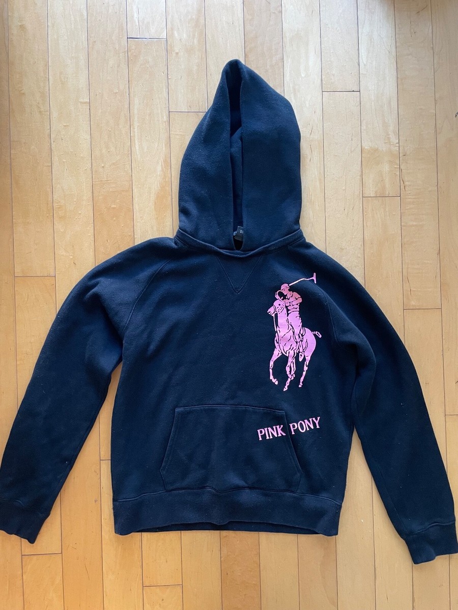 Ralph Lauren Pink Pony LOVEパーカー ネイビー RALPH LAUREN GIRL'S LARGE PINK PONY BLACK HOODED SWEATER