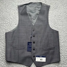 Chaps Suit Separates Vest Mens Large Grey 100% Wool Classic Knit