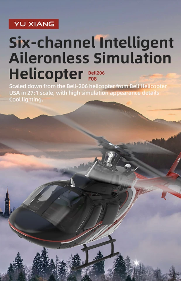 YUXIANG F08 Bell 206 6-Achsen 6CH Gyro Schwebeflug Fernsteuerung RC Hubschrauber - Bild 2 von 4
