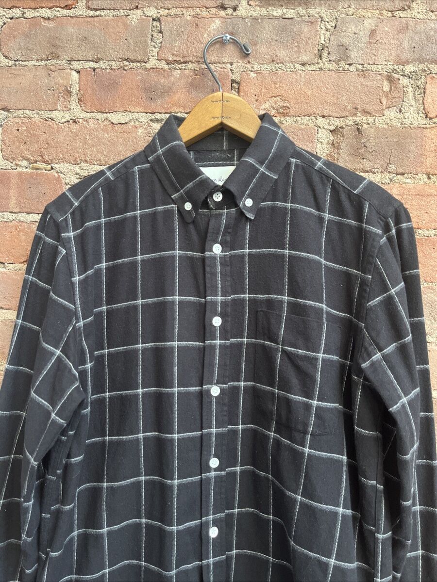 Steven Alan Men's Flannel Shirt, Sz Small, Box Plaid Black Steven Alan Men's Flannel Shirt, Sz Small, Box Plaid Black