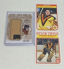 Richard Brodeur Canucks Game Used Stick /35 & (2) 1982 O-Pee-Chee (3) Card Lot!