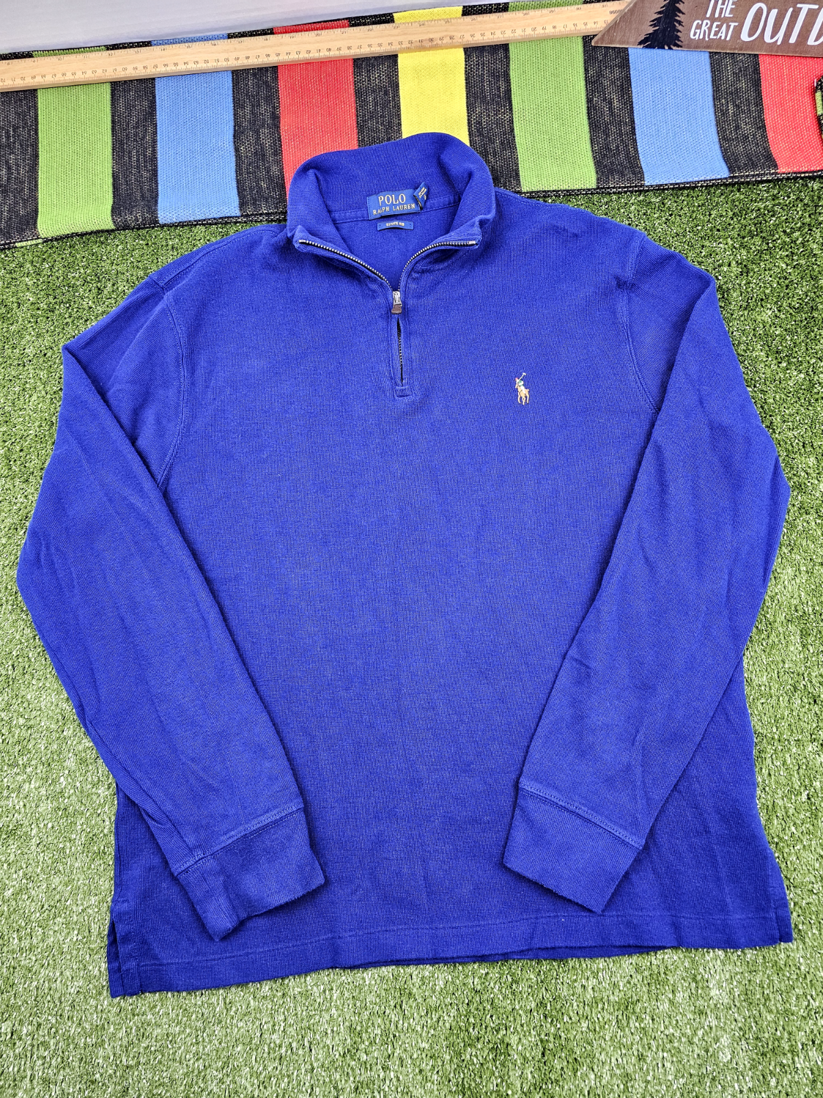 Polo ralph lauren felpa quarto zip taglia M blu royal estate costina logo pony