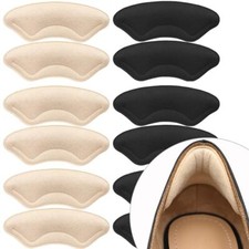 6 Pairs Heel Cushion Pads for Shoes Too Big, Shoe Grips Liners Black Beige
