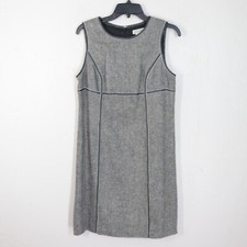 Vtg Michael Kors Sheath Dress Women M Brown Wool Blend Topstitch Seams Sleeve