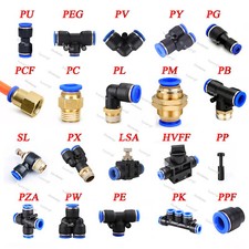 Pneumatic Push In Fittings Thread Connectors Water Air Hose Tube Quick Joiner