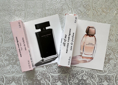 NARCISO RODRIGUEZ FOR HER EDT + ALL OF ME EDP SAMPLES 0.02 FL.OZ EACH NEW IN BOX