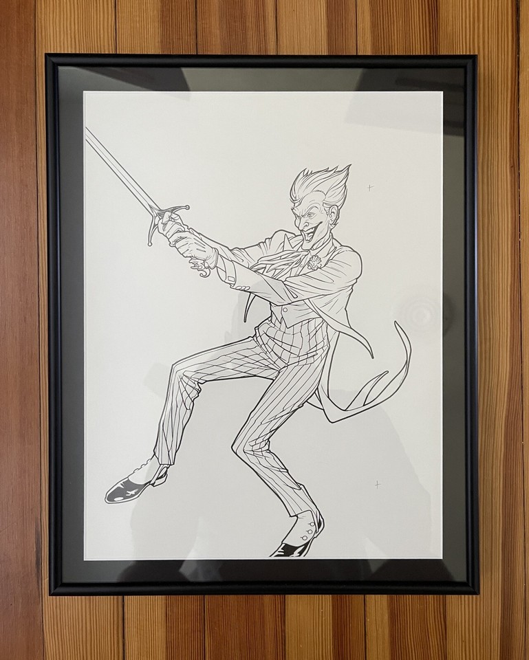 Ryan Sook Original Joker Drawing Framed in Museum Glass DC Comics Batman Art Comic Art