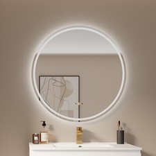 36'' Anti-fog Gesture Control Lighted Wall Mounted Bathroom Mirror, Round LED