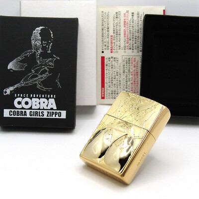 Space Adventure Cobra Lady Limited Gold Hip Zippo Oil Lighter 2001