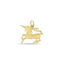 Unicorn Necklace with Diamond Cuts 14k Yellow Gold