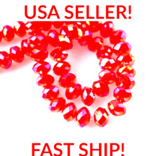 30 pcs 8x6mm Light Siam AB Red Austrian Rondelle Crystal, Jewelry making 6x8mm