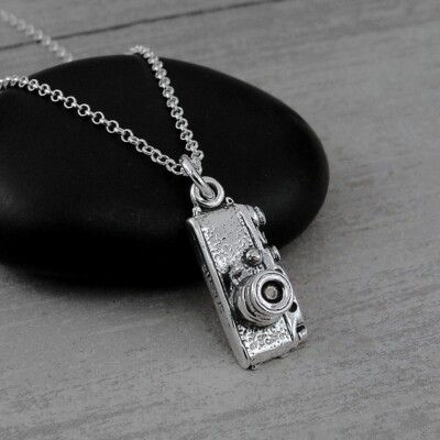925 Sterling Silver Camera Necklace 3D Camera Charm Photographer  Jewelry