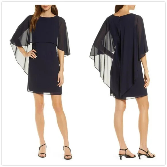 vince camuto chiffon cape dress vince camuto cape back shift dress