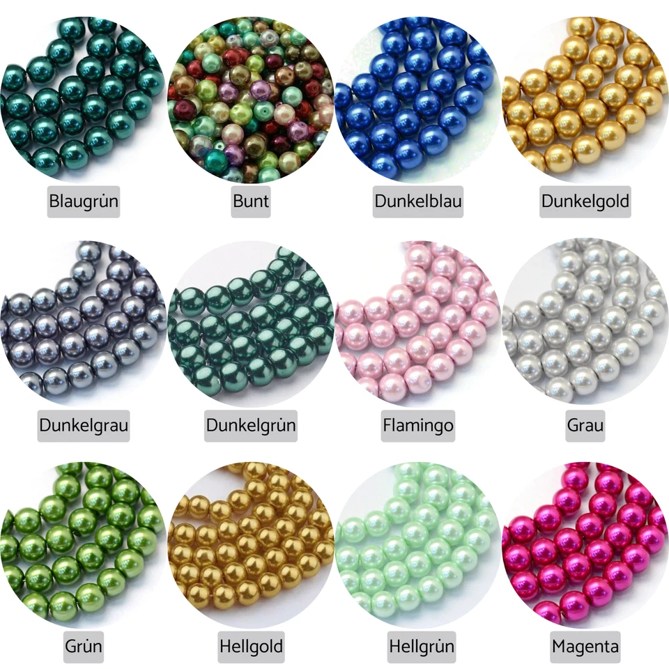 100x Glasperlen 6-7mm Glänzend Metallic Glänzend Perlen Set Glas Schmuck Basteln - Bild 2 von 3