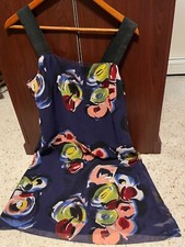 Simply Vera Vera Wang Size small lined sundress artistic floral flower dark blue