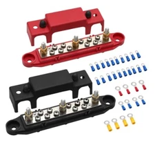 LOT OF 3 Mofeez Bus Bar 3x1/4”Post,10x#8 Screw Terminal Power Distribution Block