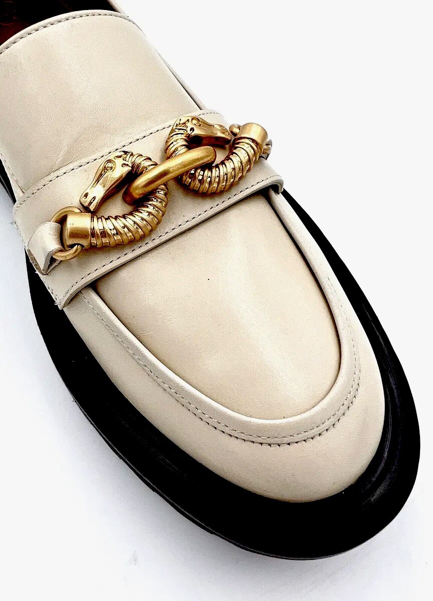 TORY BURCH JESSA LOAFER LUG SOLE NEW CREAM LEATHER TORY BURCH JESSA LOAFER LUG SOLE NEW CREAM LEATHER