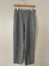 MOSCHINO Cheap and Chic Retro Plaid Pants 100 Wool Black White Size 10 Pre-own