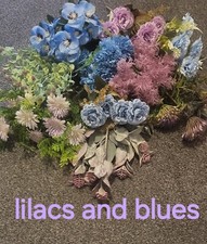 *Sale* Joblot X10 Bunches Of Artificial Flowers Lilacs And Blues 