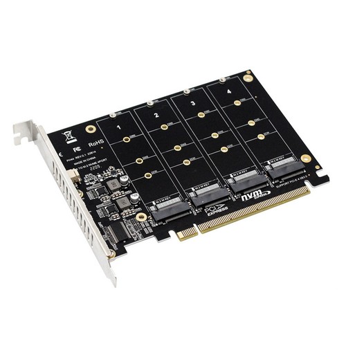 4-Port M.2 NVME SSD to PCIe 3.0 4.0 X16 Connector Expansion NEW Card 4 x 32Gbps - 第 13/22 張圖片