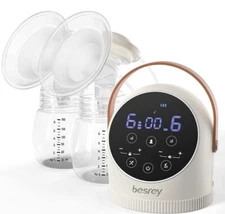 Besrey Double Electric Breast Pump 3 Modes 9 Levels Touchscreen LED Rechargeable