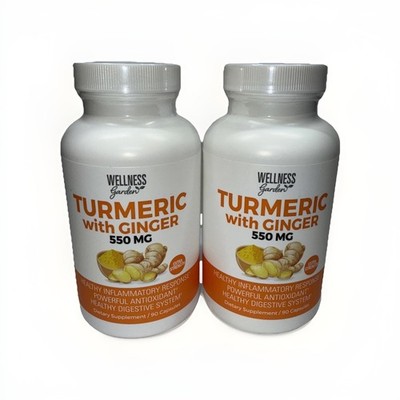 Lot 2 WELLNESS garden Turmeric with Ginger 550mg Extra Strength.  Exp: 10/27