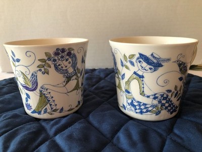 Figgjo Flint Turi Design Norway Lotte Handpainted Blue Girl & Boy Mugs