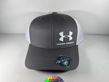 BK Caps Under Armour Logo Grey and White Mesh Back Trucker Hat OSFA