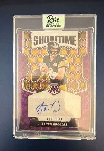 Aaron Rodgers [Purple] #SOS-AAR 2025 Panini Mosaic Showtime Signatures card