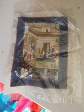 Old Mughal Silk Painting Court Holding Scene Hindi