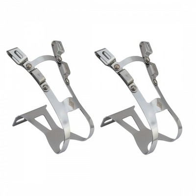 Origin8 Large Steel Double Toe Clips - Durable Chrome Bike Pedal Attachments