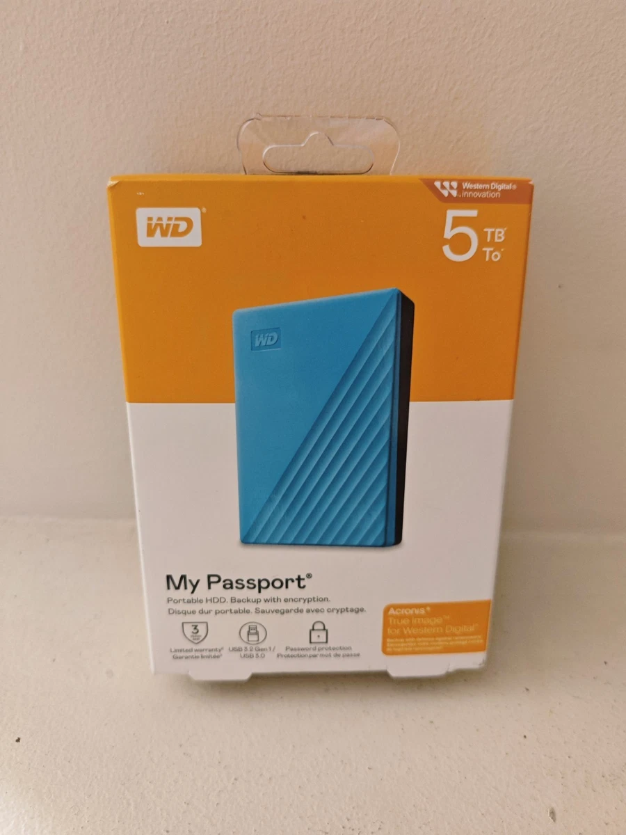 Western Digital My Passport 5TB Blue Portable External HDD USB 3.2 Gen 1