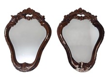 Coppia di specchi antichi con cornice in legno barocco da parete vintage 43 cm